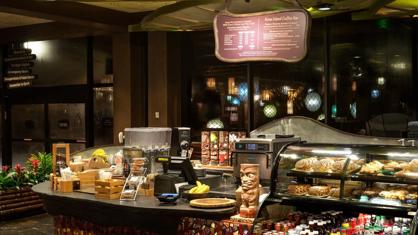 Kona Island coffee bar counter at Disney's Polynesian Village Resort