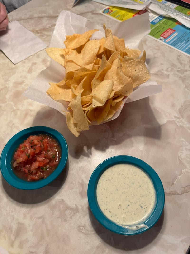 Chips and salsa with Chuy's cult-famous Creamy Jalapeño Ranch dip